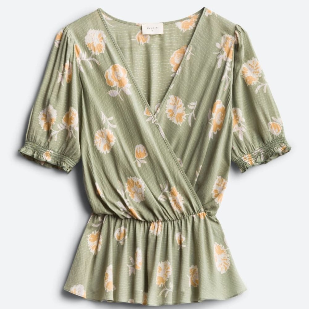 Stitch Fix green floral peplum top, worn twice.